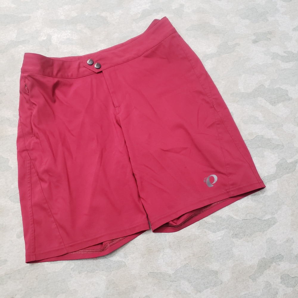 Pearl Izumi Mountain Bike Shorts Womens 6 Red Cycling Activewear Zip Pocket